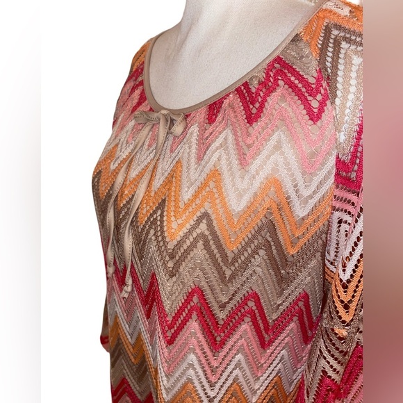 Tacera Brand Chevron Blouse Multi Color Size Large - Picture 3 of 6